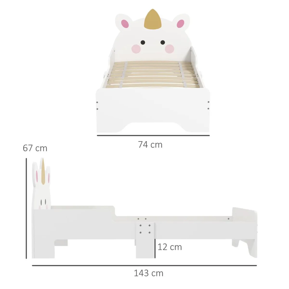 Homcom Estilo De Vida*- Cama infantil Unicornio Blanco