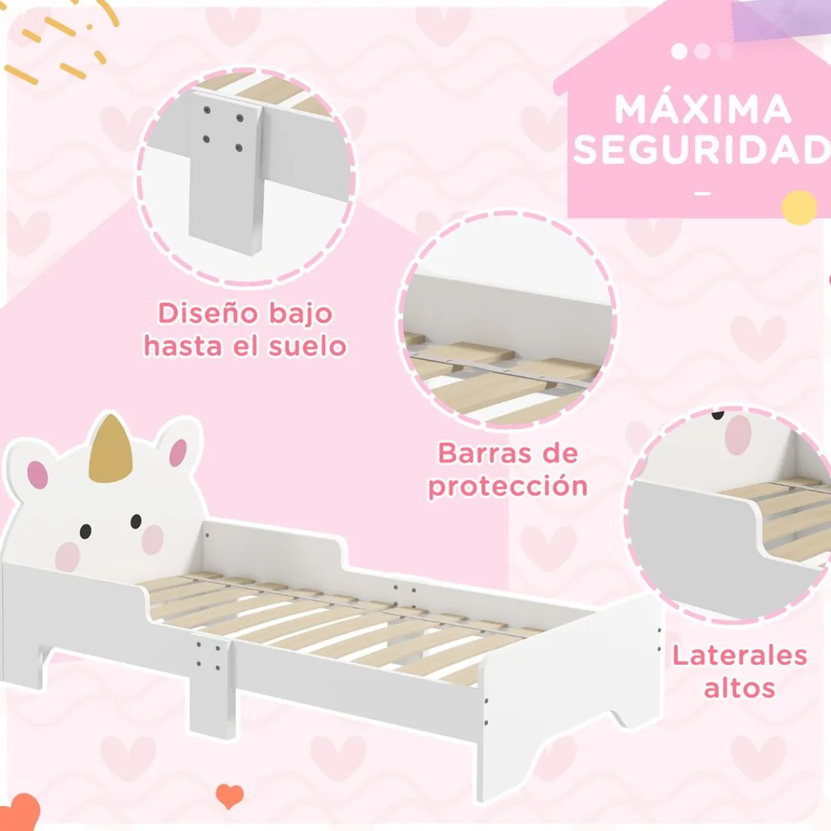 Homcom Estilo De Vida*- Cama infantil Unicornio Blanco