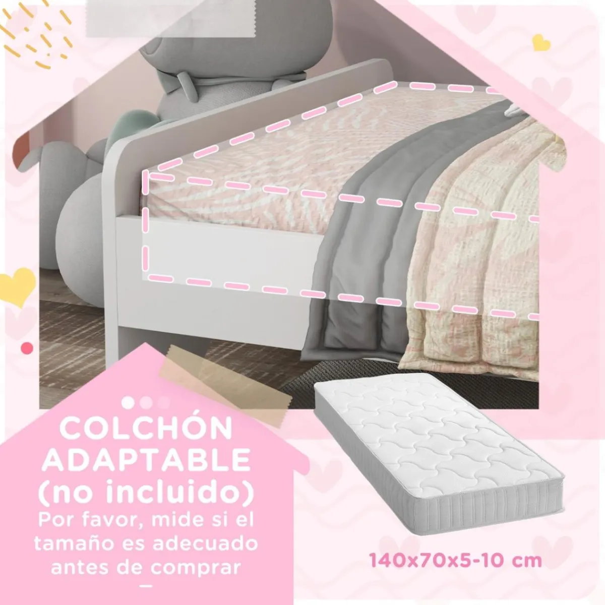 Homcom Estilo De Vida*- Cama infantil Unicornio Blanco