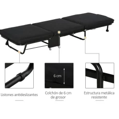 Homcom Estilo De Vida*- Cama plegable con cabecera ajustable Negro