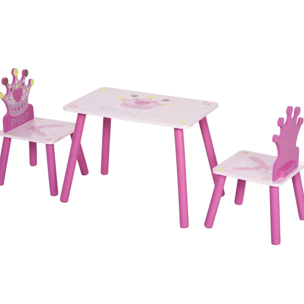 Homcom Estilo De Vida*- Conjunto Mesa + 2 Sillas infantiles Madera Princess