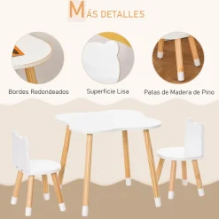 Homcom Estilo De Vida*- Conjunto Mesa + 2 Sillas infantiles Madera