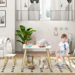 AIYAPLAY Estilo De Vida*Homcom - Conjunto Mesa + 2 sillas Madera