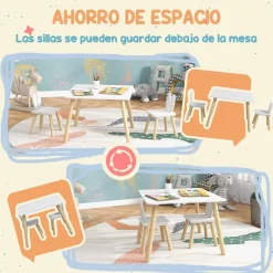 AIYAPLAY Estilo De Vida*Homcom - Conjunto Mesa + 2 sillas Madera