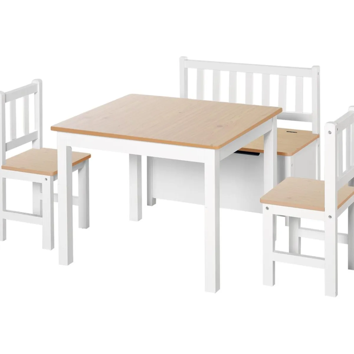 Homcom Entretenimiento·Hamacas Y Columpios|Estilo De Vida*- Conjunto Mesa + Banco + 2 sillas infantiles Madera