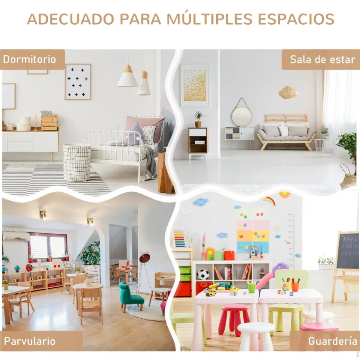 Homcom Entretenimiento·Hamacas Y Columpios|Estilo De Vida*- Conjunto Mesa + Banco + 2 sillas infantiles Madera