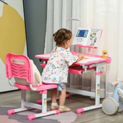 Homcom Estilo De Vida*- Conjunto Pupitre reclinable + Silla Rosa