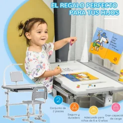 Homcom Estilo De Vida*- Conjunto Pupitre reclinable + Silla Gris