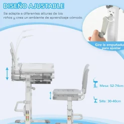 Homcom Estilo De Vida*- Conjunto Pupitre reclinable + Silla Gris