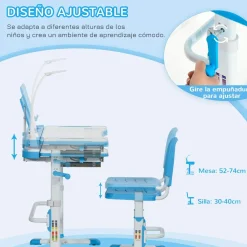 Homcom Estilo De Vida*- Conjunto Pupitre reclinable + Silla Azul