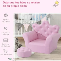 Homcom Estilo De Vida*- Conjunto sillón + puff Rosa