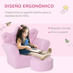 Homcom Estilo De Vida*- Conjunto sillón + puff Rosa