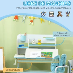Homcom Estilo De Vida*- Escritorio con estante y silla ajustable Azul y Blanco
