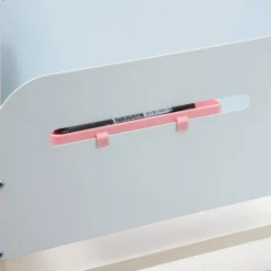 Homcom Estilo De Vida*- Escritorio con estante y silla con altura ajustable Blanco y Rosa