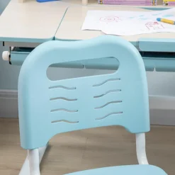 Homcom Estilo De Vida*- Escritorio con estante y silla ajustable Blanco y Azul