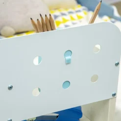 Homcom Estilo De Vida*- Escritorio con estante y silla ajustable Blanco y Azul