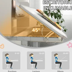 Homcom Estilo De Vida*- Escritorio y silla ajustable Gris y Blanco