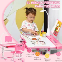 Homcom Estilo De Vida*- Escritorio y silla ajustables Rosa