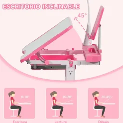 Homcom Estilo De Vida*- Escritorio y silla ajustables Rosa