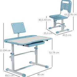 Homcom Estilo De Vida*- Escritorio y silla ajustable Azul y Blanco