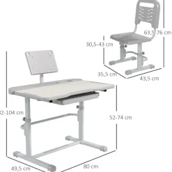 Homcom Estilo De Vida*- Escritorio y silla ajustable Gris y Blanco