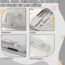 Homcom Estilo De Vida*- Escritorio y silla ajustable Gris y Blanco