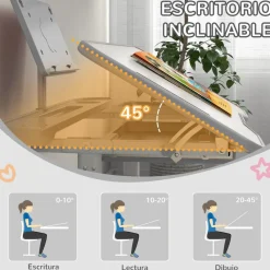 Homcom Estilo De Vida*- Escritorio y silla ajustable Gris y Blanco