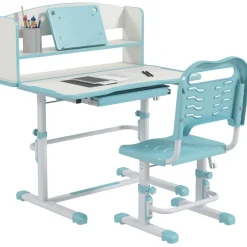 Homcom Estilo De Vida*- Escritorio y silla ajustable Azul y Blanco