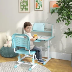 Homcom Estilo De Vida*- Escritorio y silla ajustable Azul y Blanco