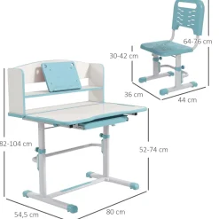 Homcom Estilo De Vida*- Escritorio y silla ajustable Azul y Blanco