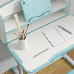 Homcom Estilo De Vida*- Escritorio y silla ajustable Azul y Blanco
