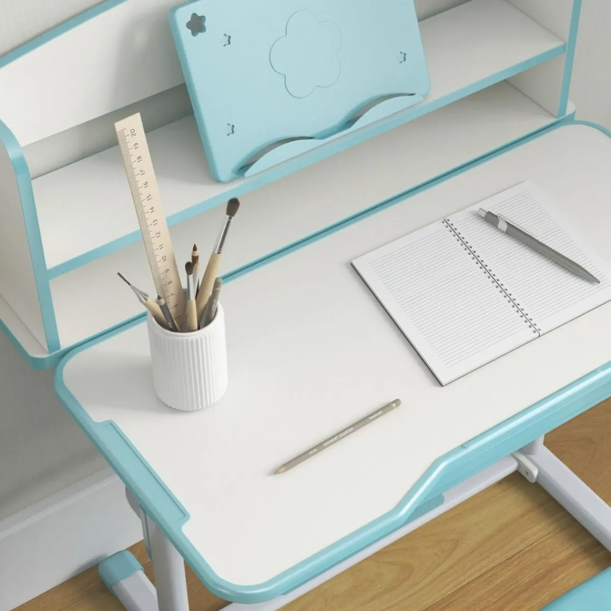 Homcom Estilo De Vida*- Escritorio y silla ajustable Azul y Blanco