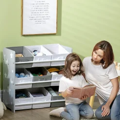 ZONEKIZ Estilo De Vida*Homcom - Estantería infantil con 9 cajas Gris