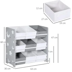 ZONEKIZ Estilo De Vida*Homcom - Estantería infantil con 9 cajas Gris