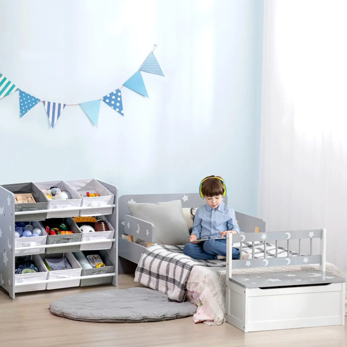 ZONEKIZ Estilo De Vida*Homcom - Estantería infantil con 9 cajas Gris