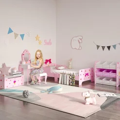 ZONEKIZ Estilo De Vida*Homcom - Estantería infantil con 9 cajas Rosa