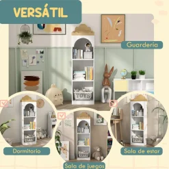AIYAPLAY Estilo De Vida*Homcom - Estantería infantil 3 niveles Blanco y Natural