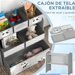 ZONEKIZ Estilo De Vida*Homcom - Estantería para juguetes 6 cajas tela Gris