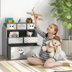 ZONEKIZ Estilo De Vida*Homcom - Estantería para juguetes 6 cajas tela Gris