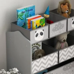ZONEKIZ Estilo De Vida*Homcom - Estantería para juguetes 6 cajas tela Gris