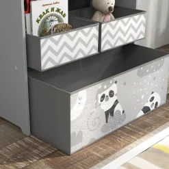 ZONEKIZ Estilo De Vida*Homcom - Estantería para juguetes 6 cajas tela Gris