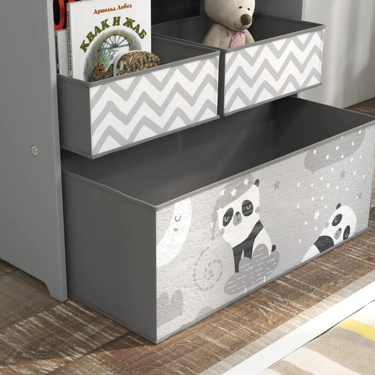 ZONEKIZ Estilo De Vida*Homcom - Estantería para juguetes 6 cajas tela Gris