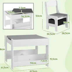Homcom Estilo De Vida*- Mesa + 2 sillas infantiles Blanco