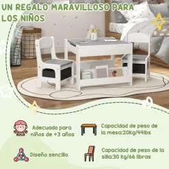 Homcom Estilo De Vida*- Mesa + 2 sillas infantiles Blanco