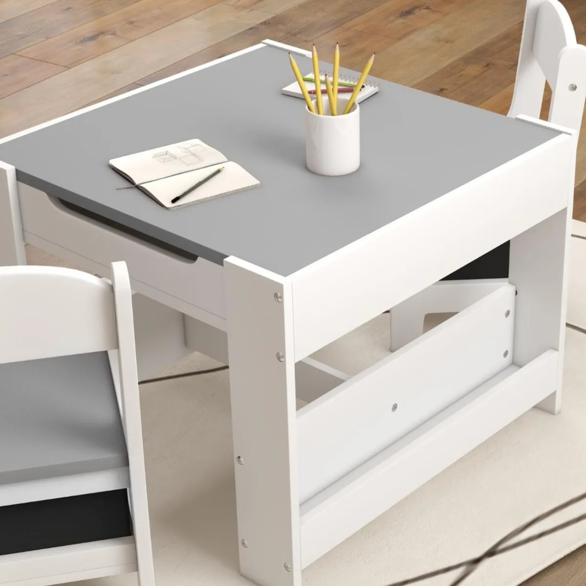 Homcom Estilo De Vida*- Mesa + 2 sillas infantiles Blanco