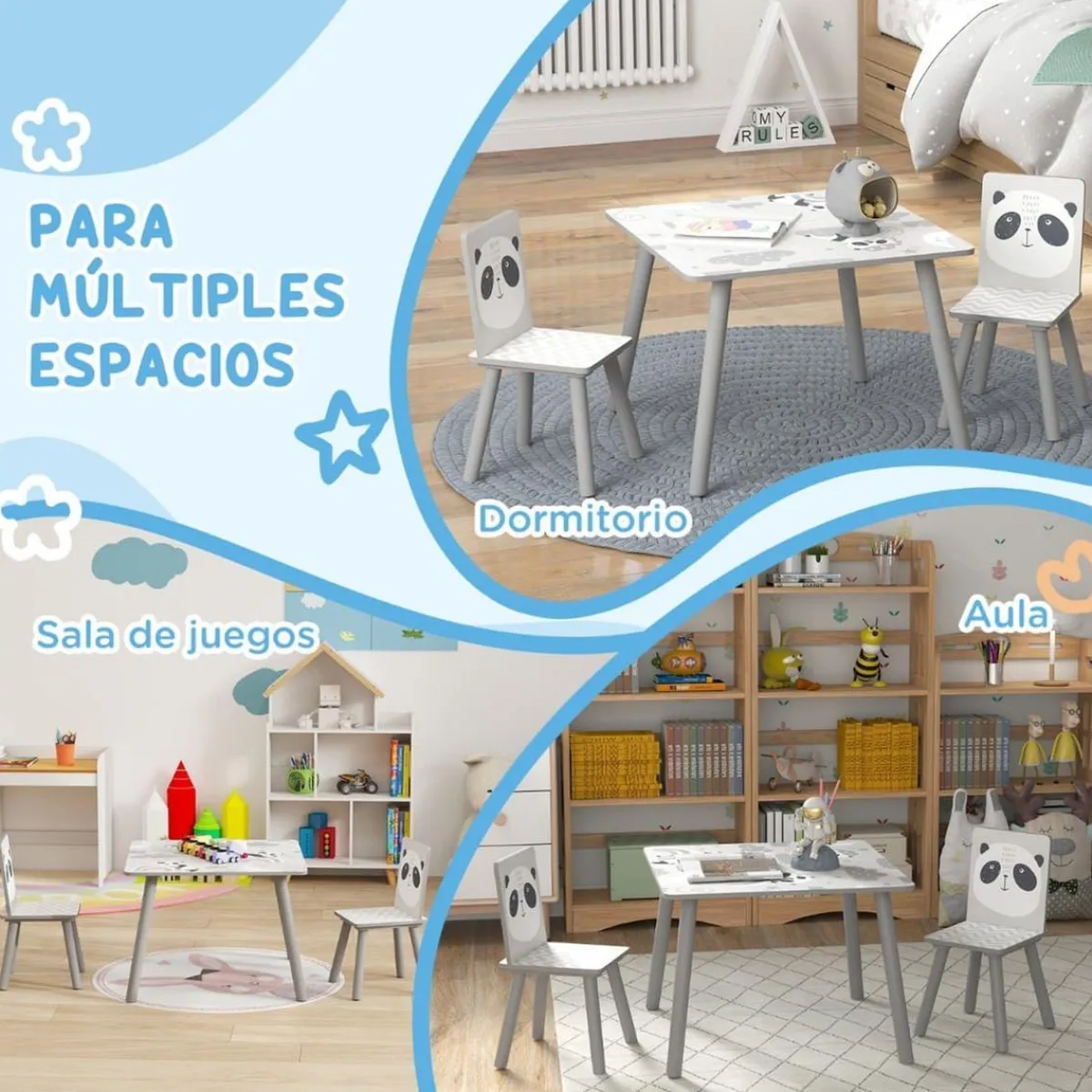 ZONEKIZ Estilo De Vida*Homcom - Mesa con 2 sillas Panda