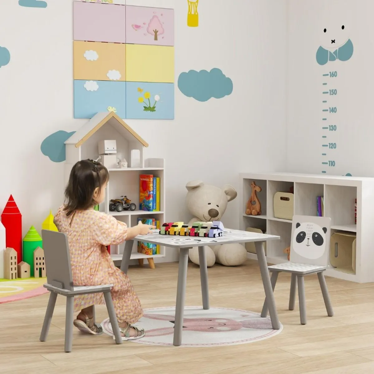 ZONEKIZ Estilo De Vida*Homcom - Mesa con 2 sillas Panda