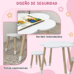 Homcom Estilo De Vida*- Mesa Flor y bancos Blanco