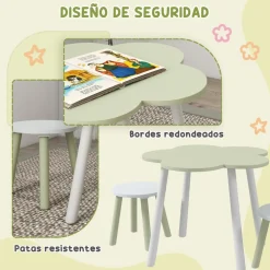 Homcom Estilo De Vida*- Mesa Flor y bancos Verde y Blanco