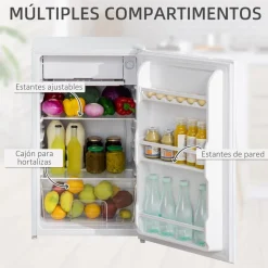 Homcom Figuras De Acción*- Mini Nevera Blanca con Congelador 91L
